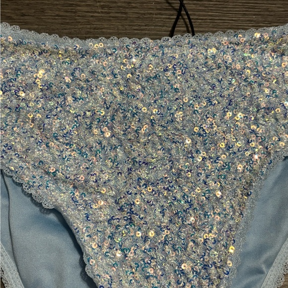 NWT Dolls Kill / Club Exx Blue Sequin Rave Bottoms - Picture 3 of 7